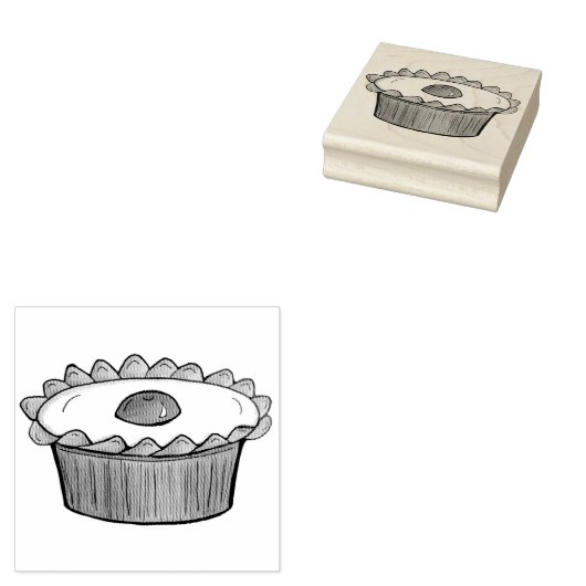 Cherry Bakewell Tart British Food UK Pastry Baking Rubberstempel (Gestempeld)