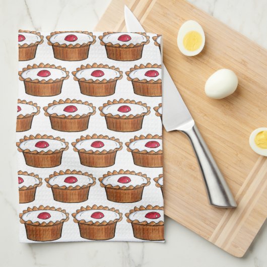 Cherry Bakewell Tart British Food UK Pastry Baking Theedoek (Quarter Fold)
