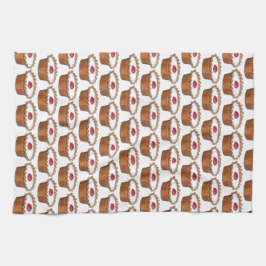 Cherry Bakewell Tart British Food UK Pastry Baking Theedoek (Horizontaal)