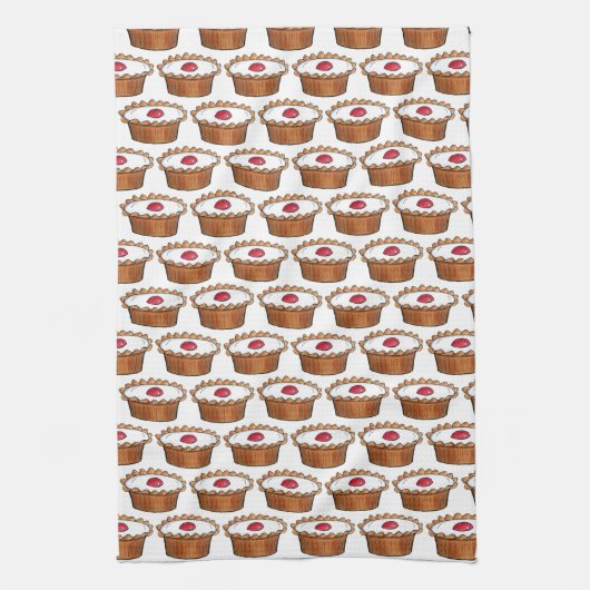 Cherry Bakewell Tart British Food UK Pastry Baking Theedoek (Verticaal)