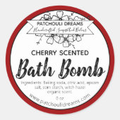  Cherry Bath Bomb Label Handgemaakt (Voorkant)