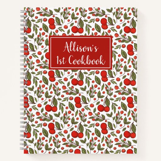  Cherry Berries Pattern 1st Cookbook Notitieboek (Voorkant)