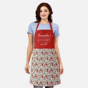 Cherry Berries Pattern  Modern Red Name Schort