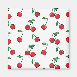 Cherry Berries Rood Patroon Modern Retro Fun Magneet