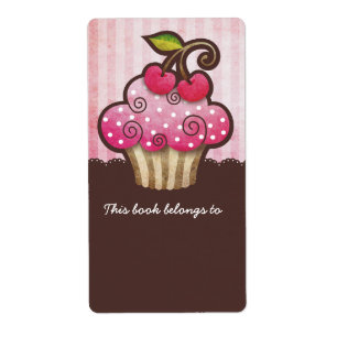 Cherry Berry Cupcake Bookplaten Labels