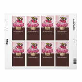 Cherry Berry Cupcake Bookplaten Labels (Full Sheet)