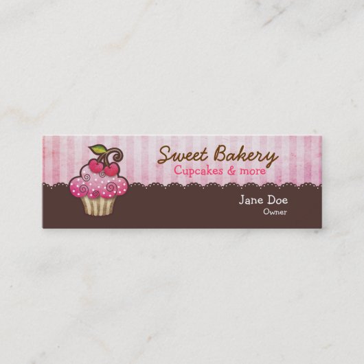 Cherry Berry Cupcake Mini Visitekaartjes Labels (Voorkant)