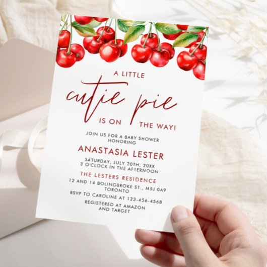 Cherry Berry Sweet Baby shower Kaart