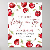 Cherry Berry Sweet Baby shower Welkomstbord Poster (Voorkant)