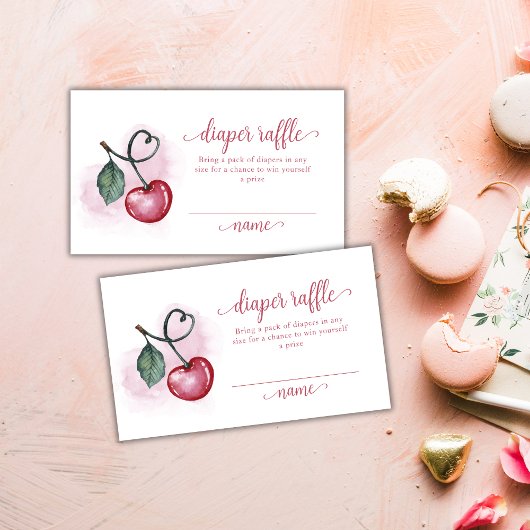 Cherry Berry Sweetheat Luier Raffle Baby shower Informatiekaartje
