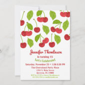 Cherry Birthday Invitation Summer Red Cherries Kaart (Voorkant)