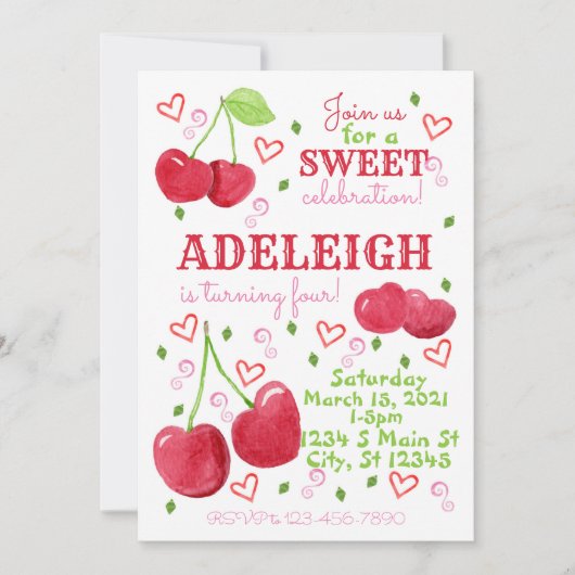 Cherry Birthday Kaart (Voorkant)
