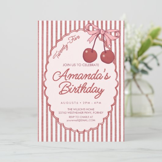 Cherry Birthday Kaart (Staand voorkant)