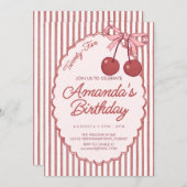 Cherry Birthday Kaart (Voorkant / Achterkant)