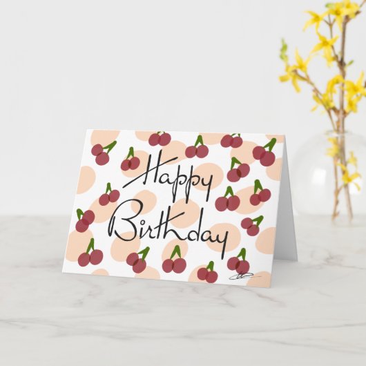 Cherry Birthday Kaart (Gele Bloem)
