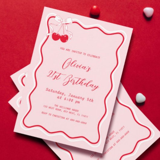 Cherry Birthday Party thema Volwassenen Kaart