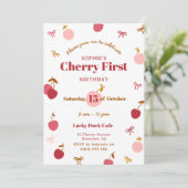 Cherry Birthday Uitnodiging (Staand voorkant)