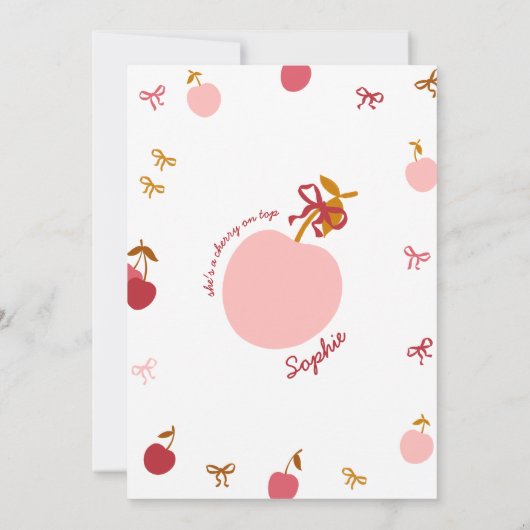 Cherry Birthday Uitnodiging (Achterkant)