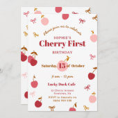 Cherry Birthday Uitnodiging (Voorkant / Achterkant)