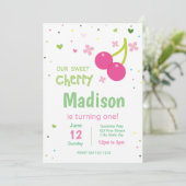 Cherry Birthday - uitnodiging (Staand voorkant)