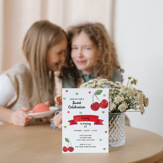 Cherry Birthday Uitnodiging