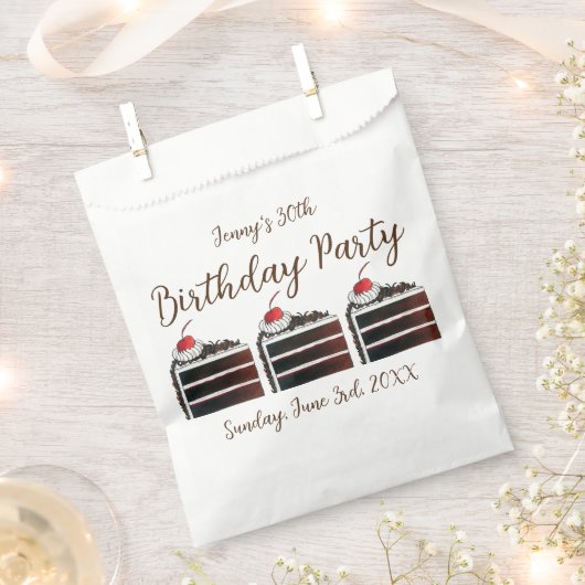 Cherry Black Forest Cake Slice Birthday Party Food Bedankzakje (Geknipt)