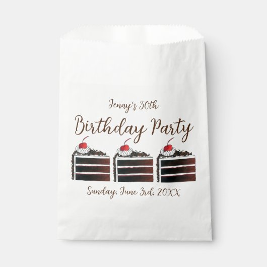 Cherry Black Forest Cake Slice Birthday Party Food Bedankzakje (Voorkant)