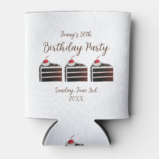 Cherry Black Forest Cake Slice Birthday Party Food Blikjeskoeler (Voorkant)