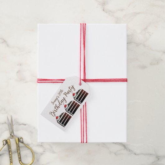 Cherry Black Forest Cake Slice Birthday Party Food Cadeaulabel (Met Touw)