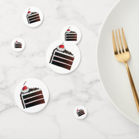 Cherry Black Forest Cake Slice Birthday Party Food Confetti (Groep)