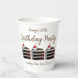 Cherry Black Forest Cake Slice Birthday Party Food Papieren Bekers