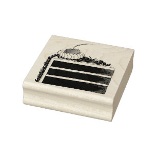 Cherry Black Forest Cake Slice Birthday Party Food Rubberstempel
