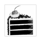 Cherry Black Forest Cake Slice Birthday Party Food Rubberstempel (Afrduk)