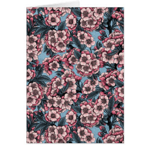 Cherry bloesem in roze en blauw