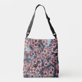 Cherry bloesem in roze en blauw crossbody tas (Achterkant)