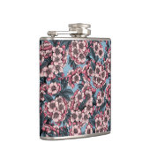 Cherry bloesem in roze en blauw heupfles (Rechts)