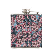 Cherry bloesem in roze en blauw heupfles (Achterkant)