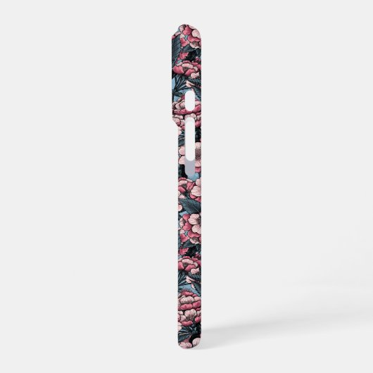 Cherry bloesem in roze en blauw iPhone hoesje (Linkerkant)