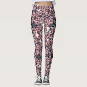 Cherry bloesem in roze en blauw leggings (Voorkant)