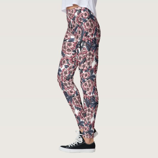 Cherry bloesem in roze en blauw leggings (Links)