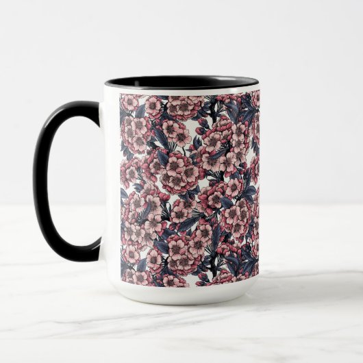 Cherry bloesem in roze en blauw mok (Links)