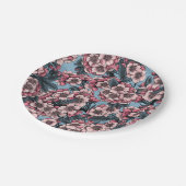 Cherry bloesem in roze en blauw papieren bordje (Gekanteld)