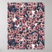 Cherry bloesem in roze en blauw poster (Voorkant)