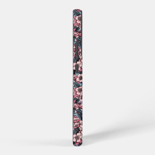 Cherry bloesem in roze en blauw samsung galaxy hoesje (Rechterkant)