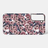 Cherry bloesem in roze en blauw samsung galaxy hoesje (Achterkant horizontaal)