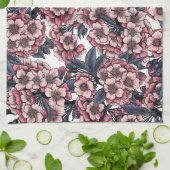 Cherry bloesem in roze en blauw theedoek (Gevouwen)