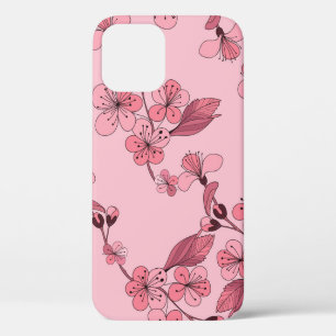 Cherry bloesem in roze kleur op witte achtergrond. Case-Mate iPhone case