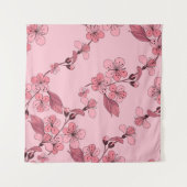 Cherry bloesem in roze kleur op witte achtergrond. wandkleed (Voorkant (horizontaal))