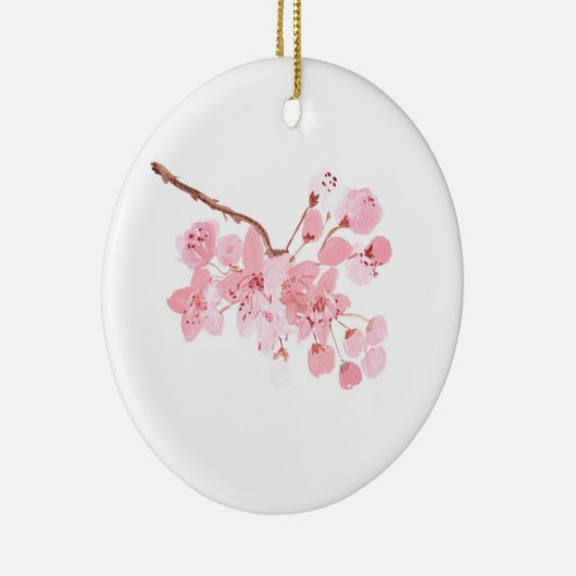Cherry bloesem roze waterverf chic keramisch ornament (Rechts)