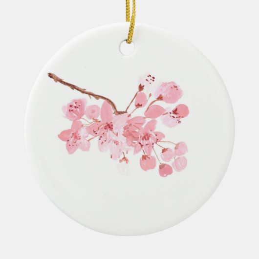 Cherry bloesem roze waterverf chic keramisch ornament (Voorkant)